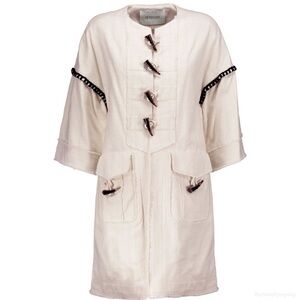 Derek Lam Crosby Designer cream tweed coat with horn toggles